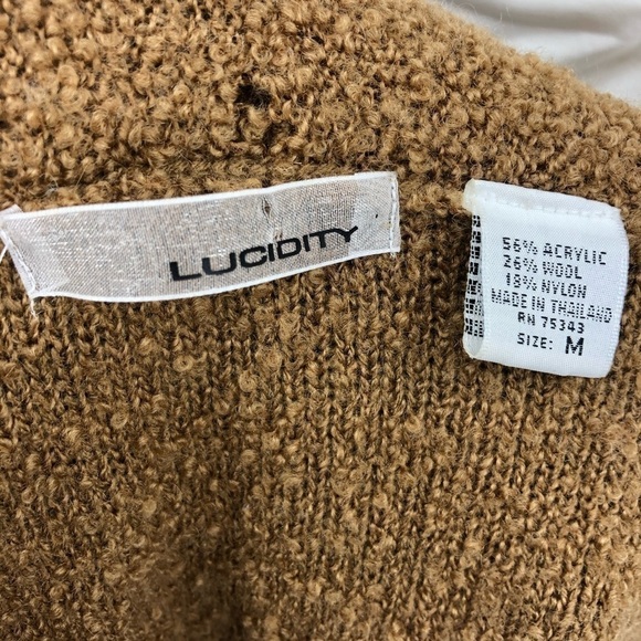 Lucidity Women’s M Cardigan Sweater Tan Fringe Wool Blend Long Sleeve RN# 75343 - Picture 7 of 13